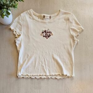 Altar'd State Cream Short Sleeve Crop Tee